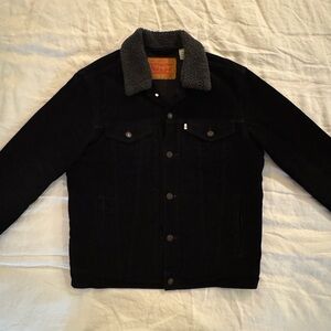 Men's Black Sherpa-Lined Jacket